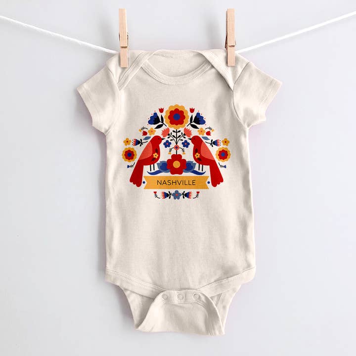 Personalized City Baby Bodysuit - Folklore Scandinavian for wholesale by Rock Scissor Paper