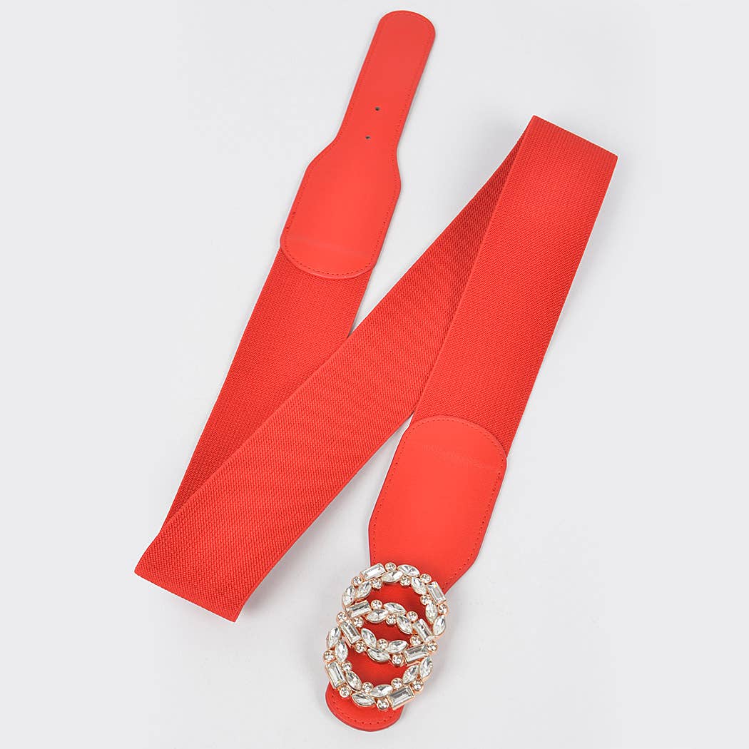 3AM BY H&D ACCESSORIES - Wholesale Belt - Women's - OO Rhinestone Buckle Plus Size Elastic Belt1