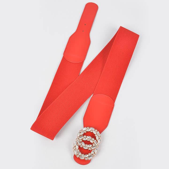 3AM BY H&D ACCESSORIES - Wholesale Belt - Women's - OO Rhinestone Buckle Plus Size Elastic Belt1