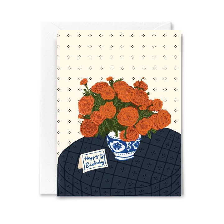 Marigolds Birthday Card for wholesale by Studio Conroy