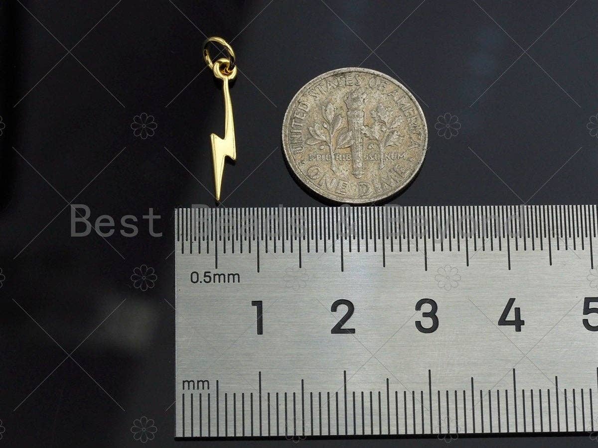 BestBeads&Beyond - Wholesale Individual Charm/Pendant - Gold/Sliver/Rose Gold/Gunmetal Lightning Charms, Dainty Lightning Charms, Lightning Charm, Necklace Charms, 3x18mm, Sku#Z11794