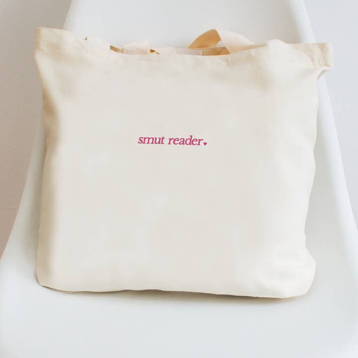 Embroidered Minimalist Smut Reader Canvas Tote Bag for wholesale by P E T I T R U E