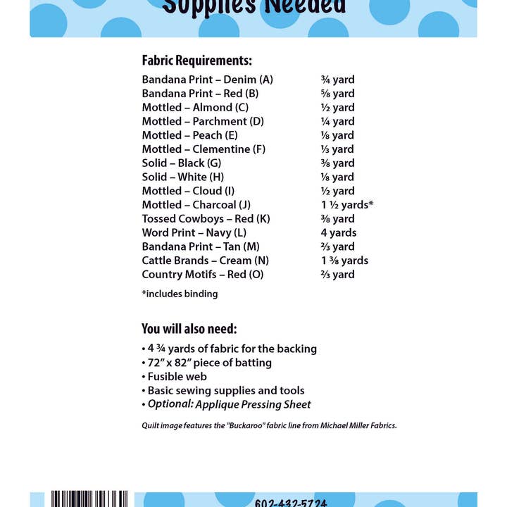 The Whimsical Workshop - Wholesale Quilt - Giddy Up Quilt Pattern | Fusible Appliqué | 64" x 74"1