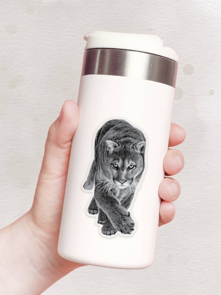 Autocollant Cougar - Résistant au lave-vaisselle pour la vente par Pen On Paper Co