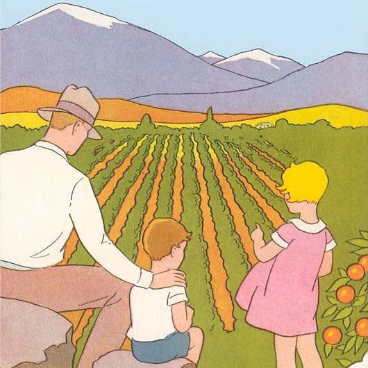 Kunstdruk FR-319 Familie in Sinaasappelboomgaard voor wholesale door Found Image Press