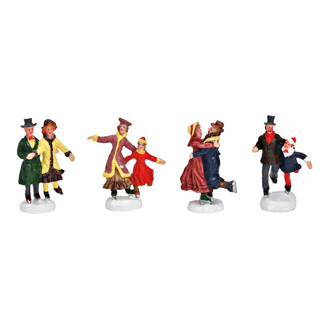 Wurm – wholesale Juldekoration – Miniatyrfigur skridskoåkare i polyfärgad 4-pack, (B/H/D) 5x6x2cm 3x6x3cm0