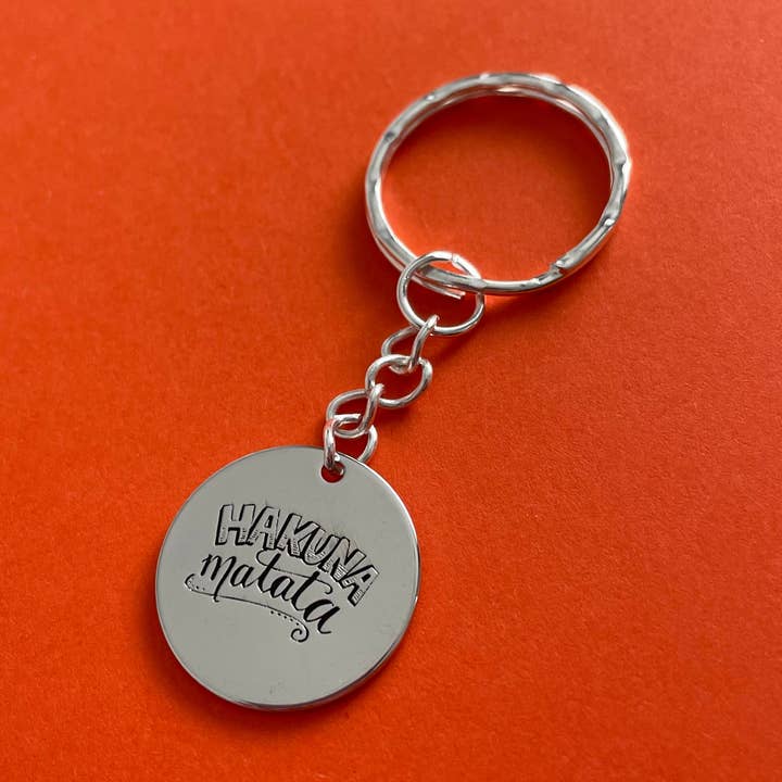 Hakuna Matata Stainless Steel Keyring It Means No Worries Qu for wholesale by Roshni Desai & Things