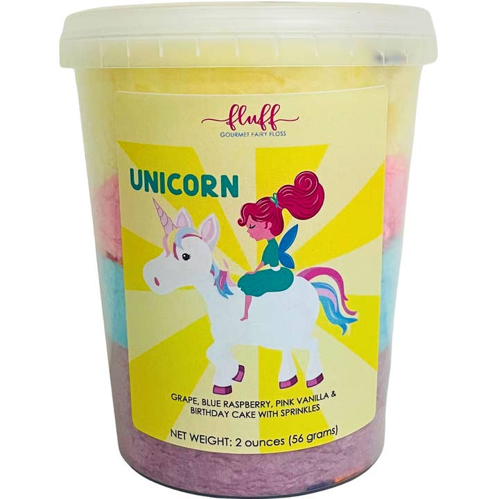 Fluff gourmet fairy floss - Venta al por mayor Algodón de azúcar - Algodón de azúcar de unicornio0