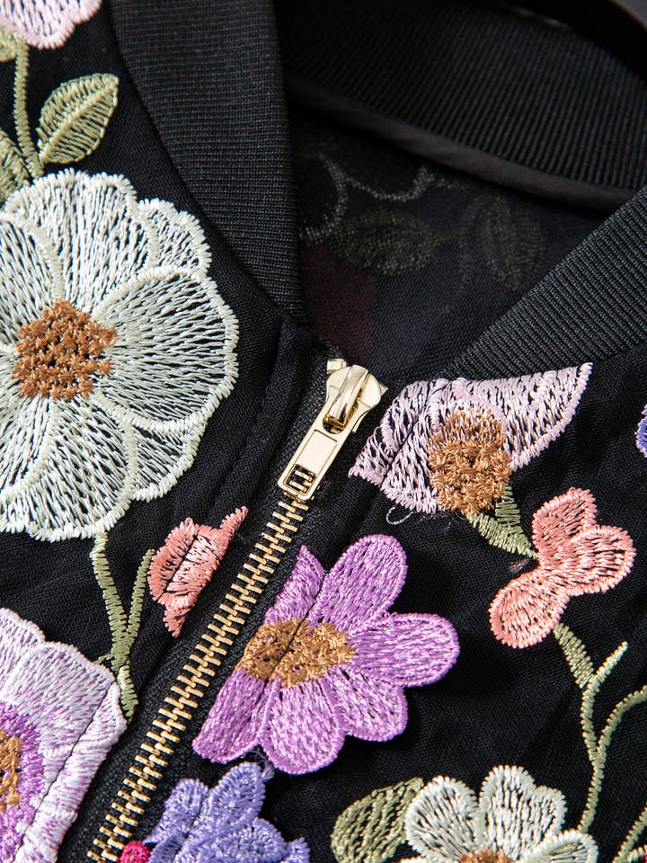 Color as pictures JK191Y Handmade Beaded Floral Embellished Rhinestone Jacket for wholesale on Faire3