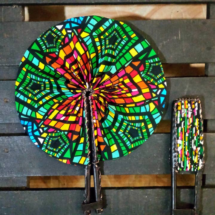 STAINED GLASS hand fan for wholesale by The Afrophile