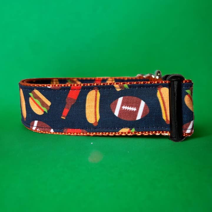 Football Collar, Tailgating, Fall, Beer Dog Collar for wholesale by Sew Fetch Dog Co