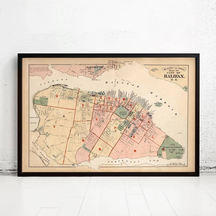 Old Map of Halifax Nova Scotia Canada 1878 Vintage Map | Vintage Map Wall Art Print for wholesale by OldCityPrints - Old Maps and Posters
