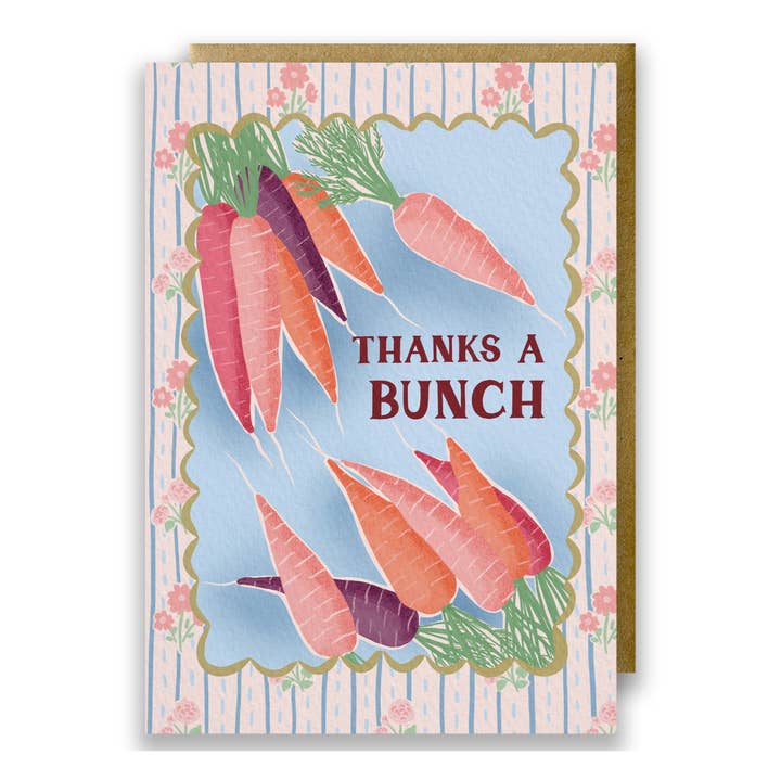 Carrots Vegetable Print Thank You Card - Thanks a Bunch for wholesale by Jessie Maeve Studio