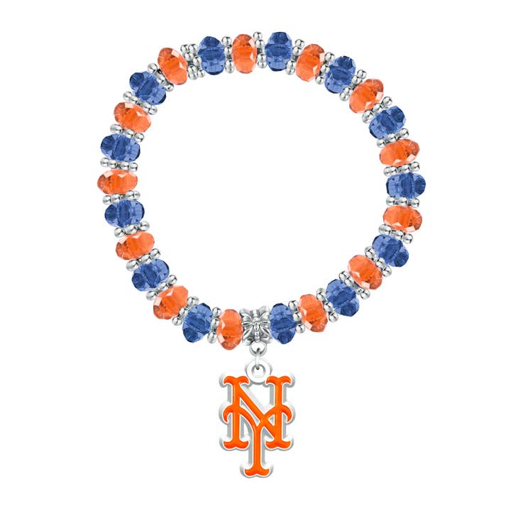 Simran International - Wholesale Beaded Bracelet - MLB New York Mets Two-Tone Beaded Bracelet