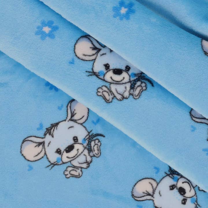 Fleece Flannel 58" Mouse Printed Fabric by the Yard for wholesale by Mook Fabrics