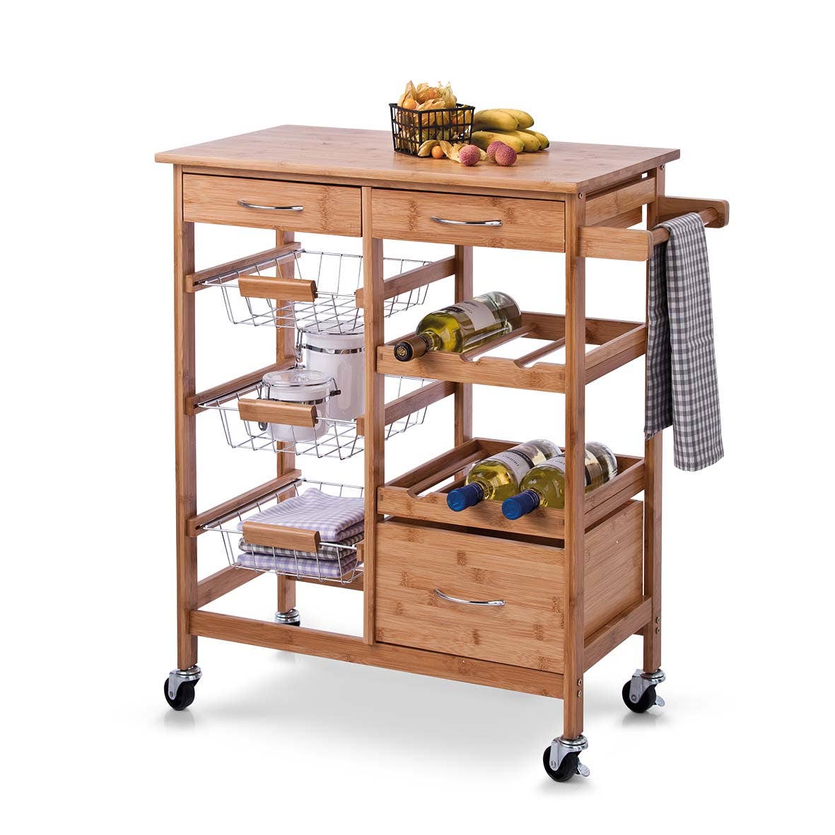 nature Kitchen trolley, bamboo/metal for wholesale on Faire1