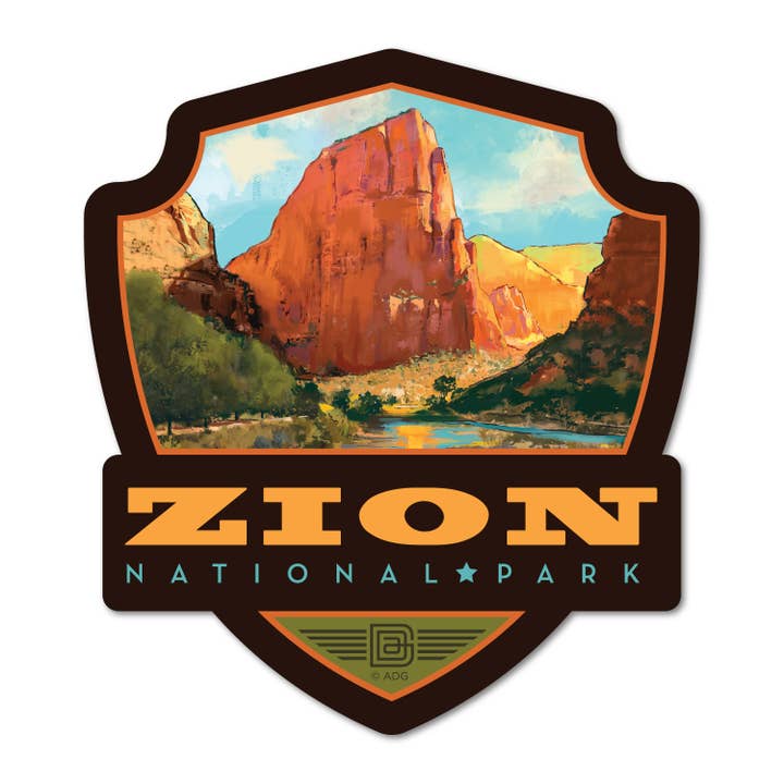 Tourist Courts - Wholesale Magnet - Zion NP Virgin River Valley Emblem Wood Magnet