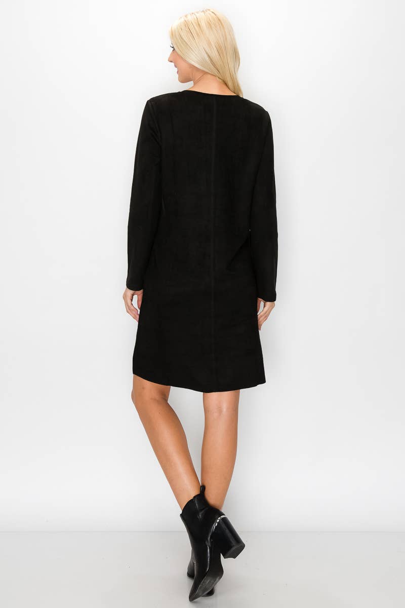 Joh Apparel – Vestido - Mulher por atacado – Vestido Aurora Stretch Camurça com Decote em V SEM Bolsos35