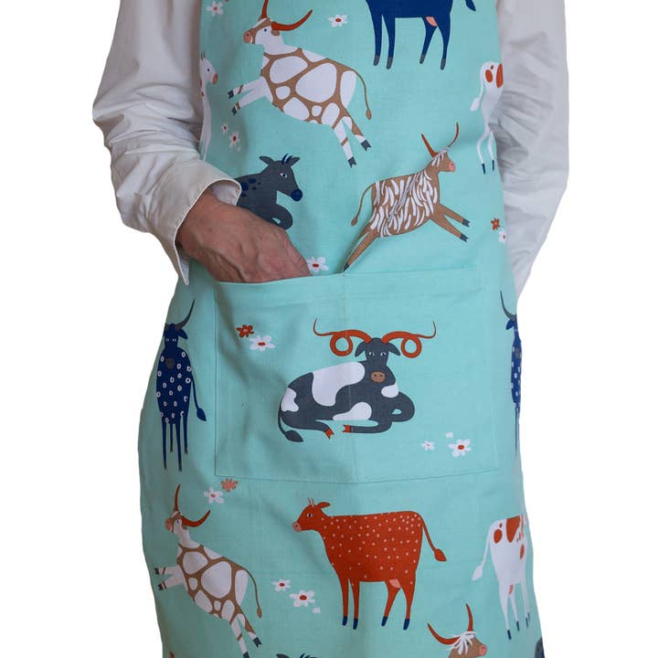 Allgifts Australia - Wholesale Apron - Apron (Heavy Drill) - Green Cow