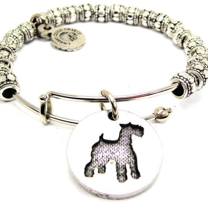 Chubby Chico Charms - Wholesale Bedelarmbandje - Scottish Terrier Silhouette Circle metalen kralen armband hond