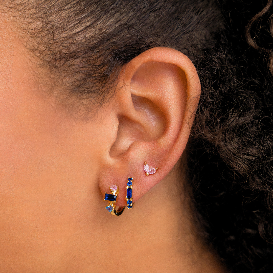 Gold Aurielle hoops blue for wholesale on Faire1