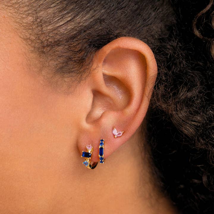 Gold Aurielle hoops blue for wholesale on Faire1