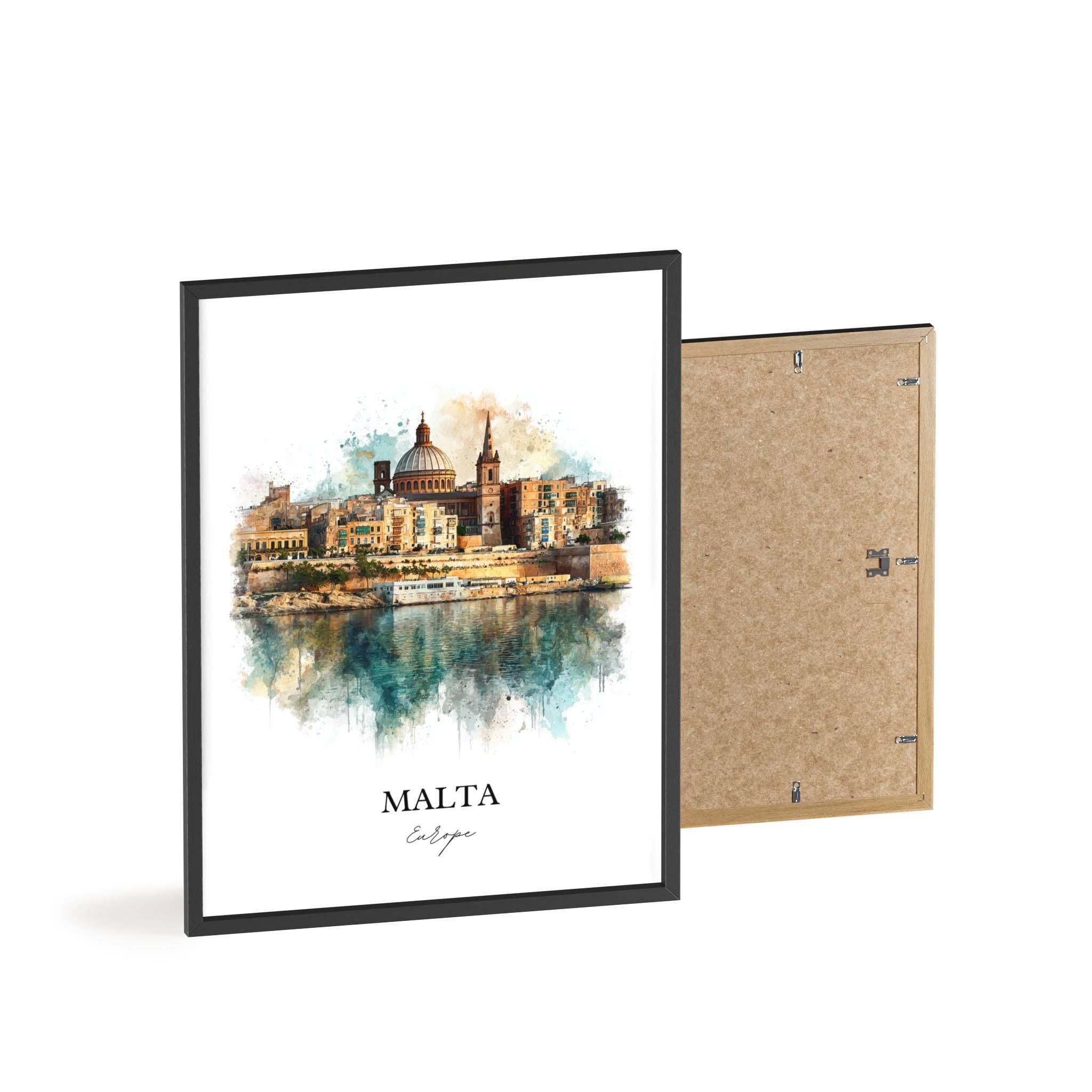 Premium Travel Art - Vente Affiche d'art - Art mural de Malte, Impression de Malte Europe, Art aquarelle de Malte, Cadeau de Malte, Impression de voyage, Affiche de voyage, Cadeau de pendaison de crémaillère7