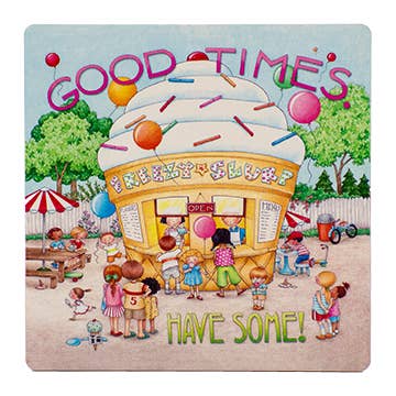 Mary Engelbreit laserskåret træcoastersæt for engroshandel hos LaserMach