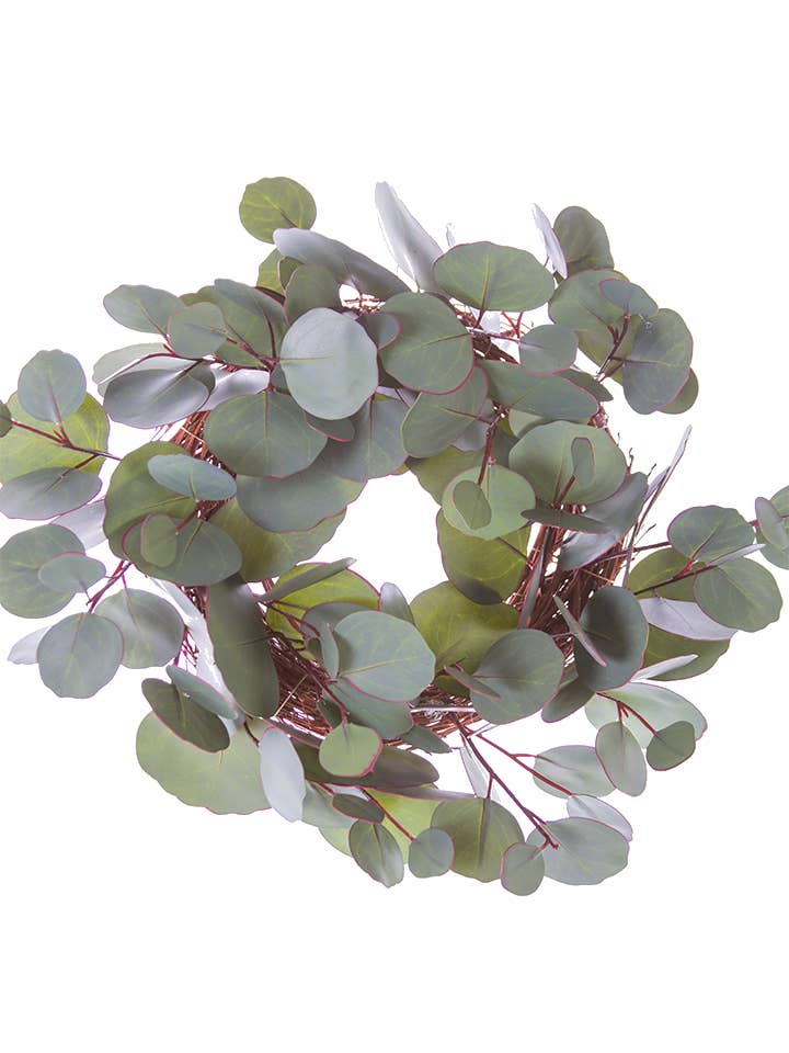 American Best - Wholesale Artificial Flowers - 16" SILVER DOLLAR EUCALYPTUS CANDLE RING0