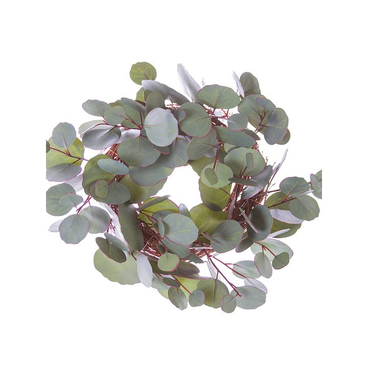 American Best - Wholesale Artificial Flowers - 16" SILVER DOLLAR EUCALYPTUS CANDLE RING