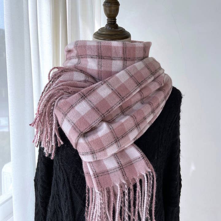 ACCITY - Wholesale Scarf - Women's - Plaid Tassel Scarf for Women - Retro Winter Warmth_CWASC145411