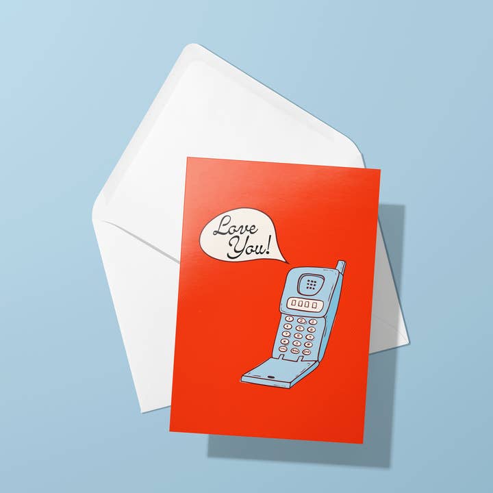Valentine Love You/Te Amo Phone Greeting Card and Envelope for wholesale by With Love, Coral