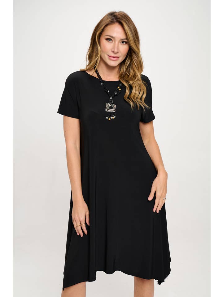 Jostar - Wholesale Dress - Women's - HIT Boat Neck Shark Bite Hem Dress-7096HT-SRS13