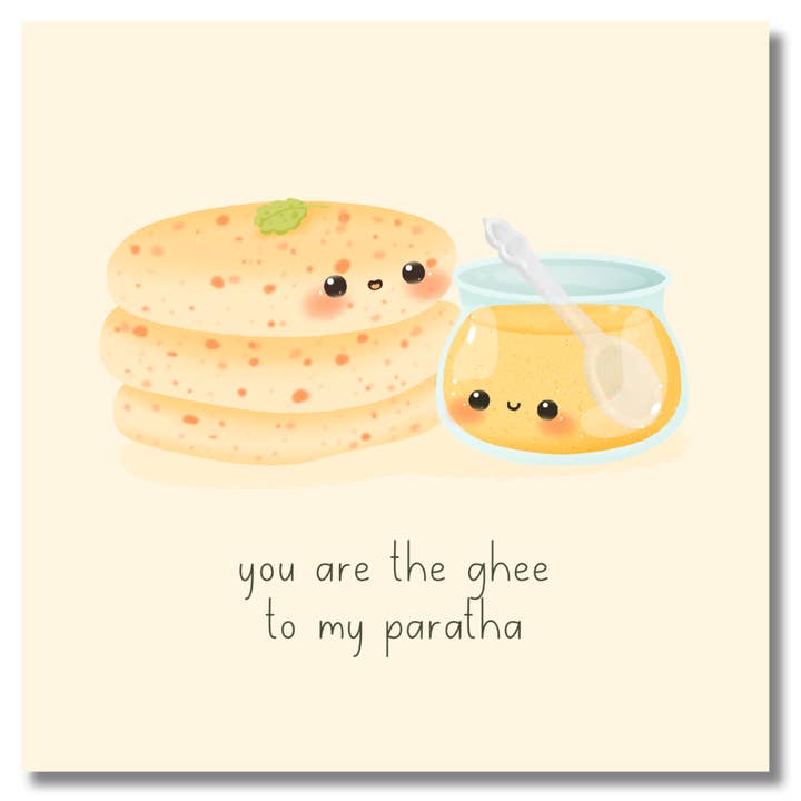 Food Couples Greeting Card - Paratha & Ghee for wholesale by Peacock Supplies