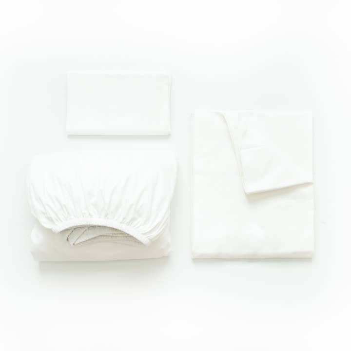 Organic Percale Sheet Set with Extra Deep Fitted Sheet – White for wholesale by Oolie