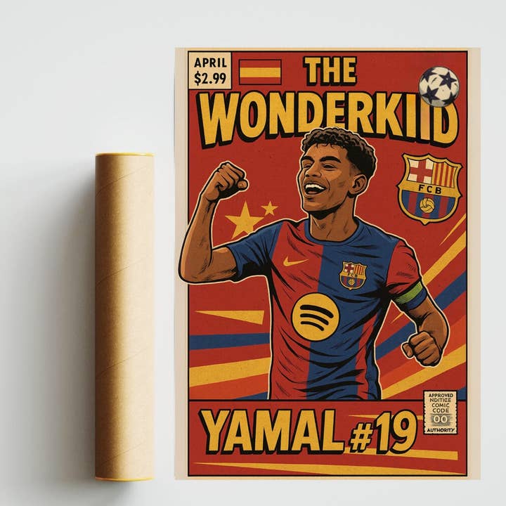 Lamine Yamal Comic Book Style A3 Print for wholesale by niclasico.co.uk
