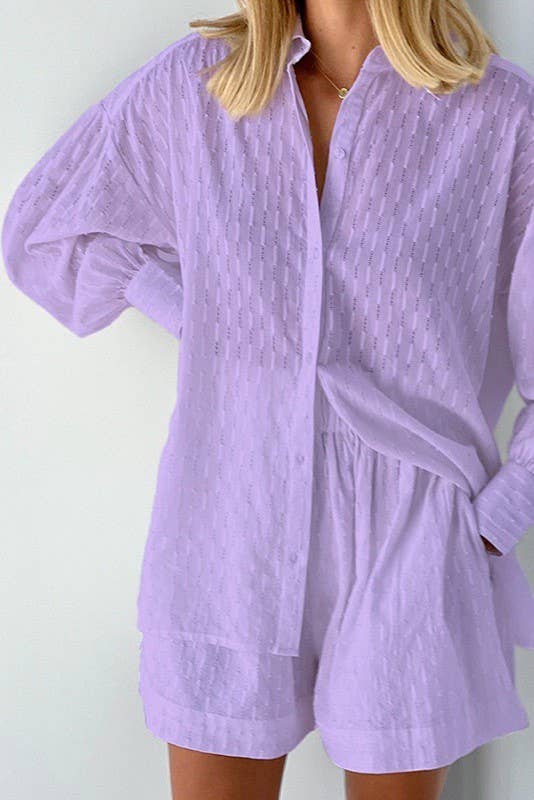 Miss Sparkling – wholesale Set med topp och shorts – Dam – Set med två delar: shorts och långärmad blus med knappar8