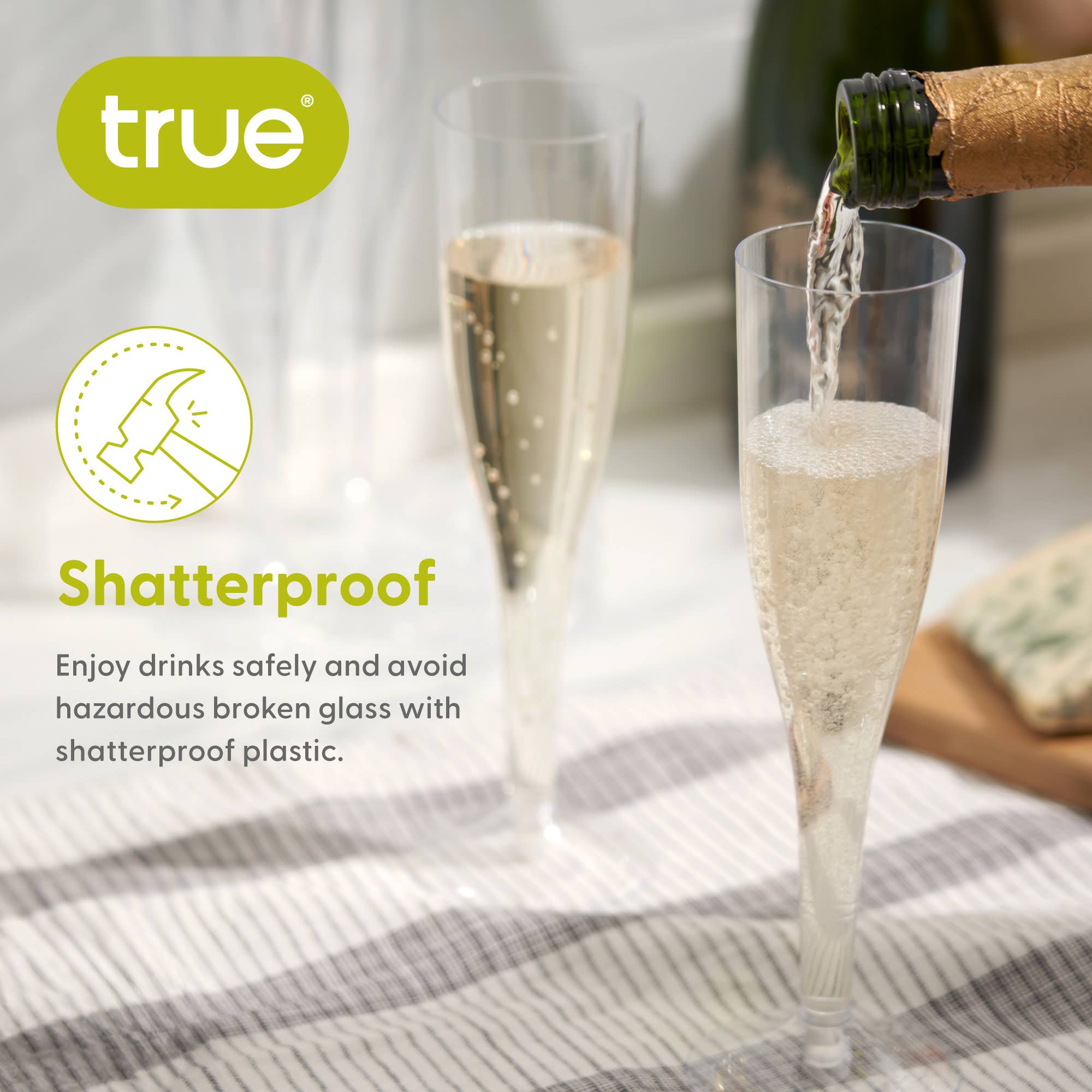 TRUE - Wholesale Champagne Flute - Party Disposable Champagne Flutes Pack of 12 ASST COLORS12