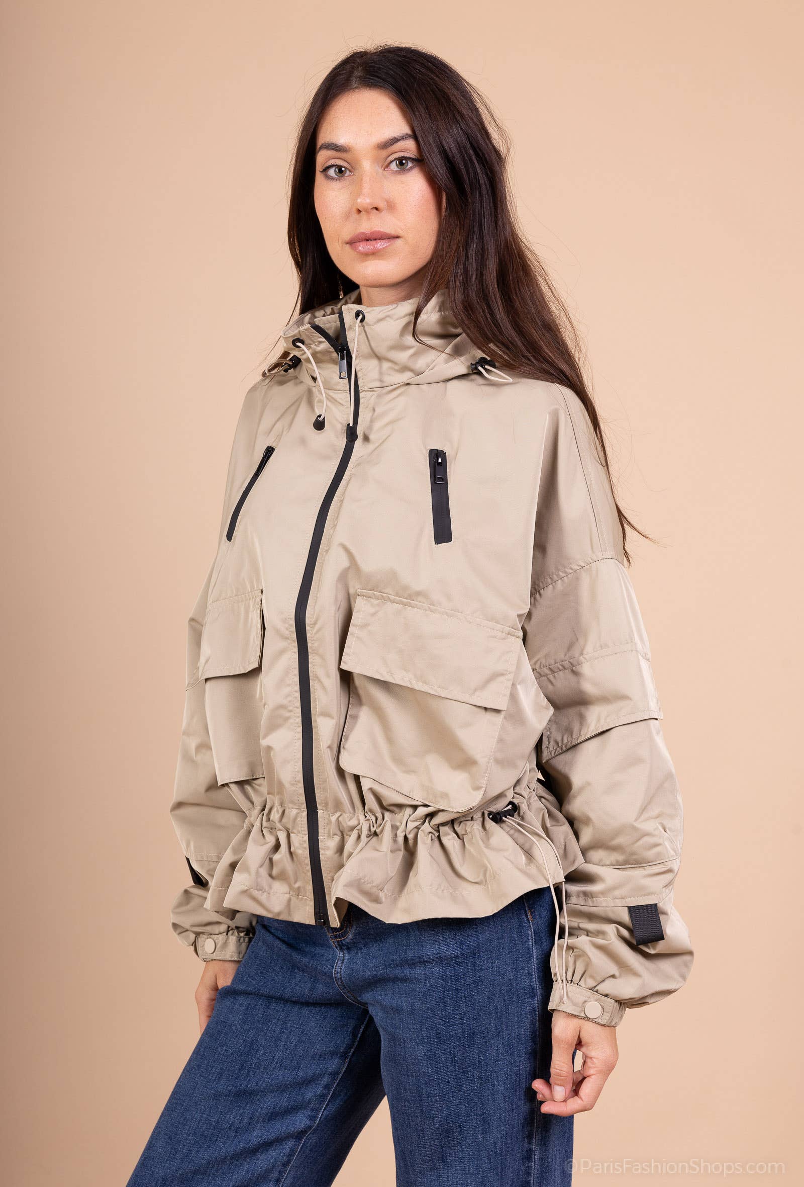 L'Emotion - Vente Veste – femme - Veste Techwear Imperméable à Capuche Ajustable2