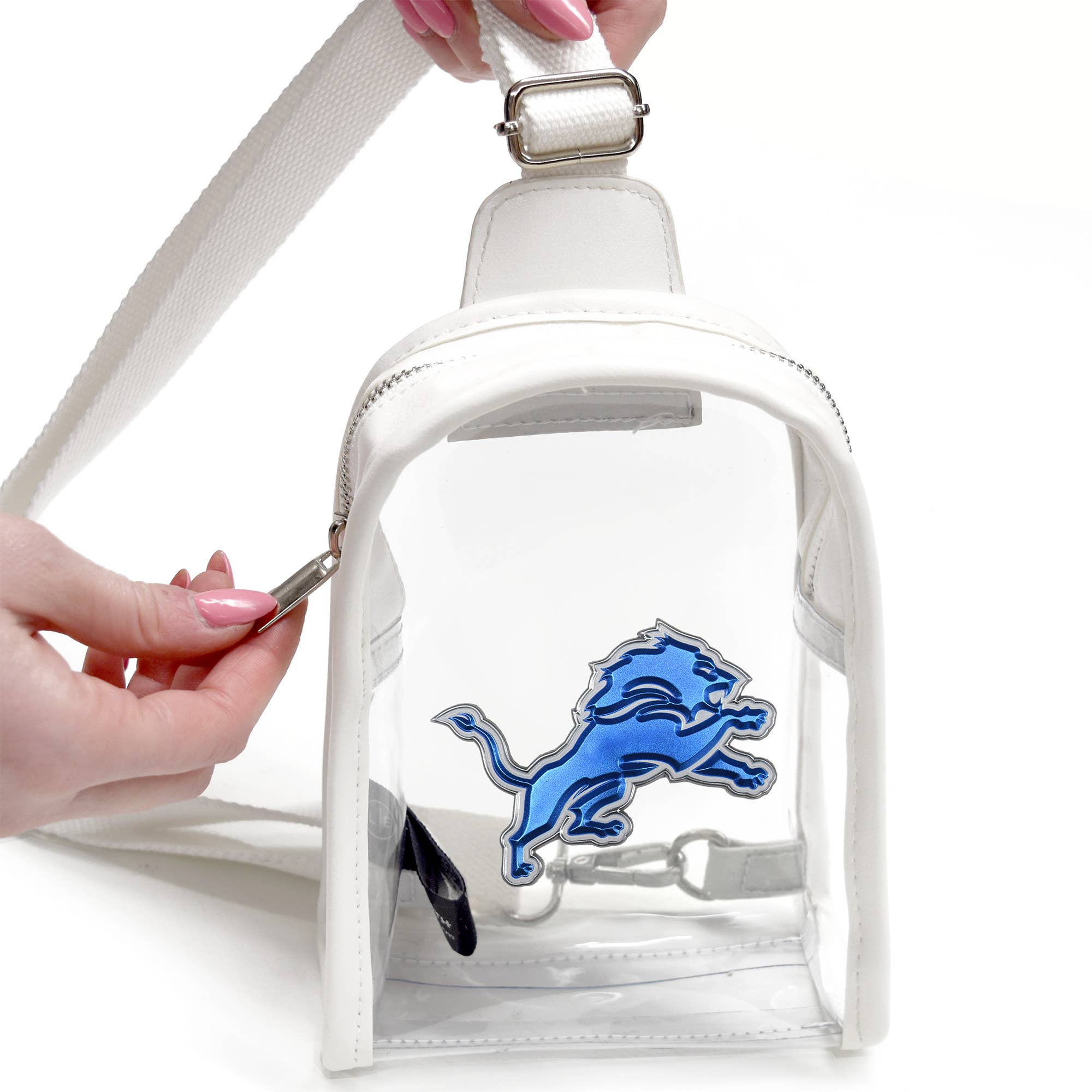 Little Earth Productions - Wholesale Crossbody Bag - Unisex - NFL Detroit Lions Clear 3D Mini Sling2