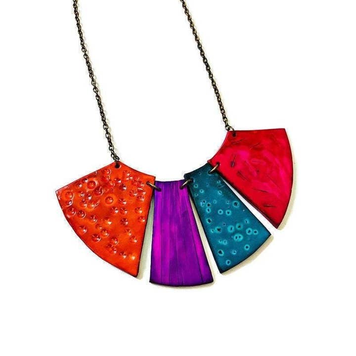 Colorful Statement Necklace Handmade in Canada, Bright Bold for wholesale by Sassy Sacha Jewelry