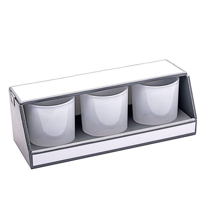 London Luxury Candle Supplies - Wholesale Kaarsenhouder - Set van 3 parelmoer witte kaarsglazen van 20 cl1