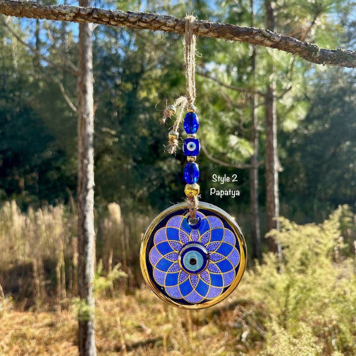 Guzel Handcrafts - Wholesale Wall Accent - Dual Layer Gold Trim Wall Hanging Evil Eye Nazar Boncuk Mal De Ojo, Modern Boho Style Home Decor -- Dot Art Mandala3