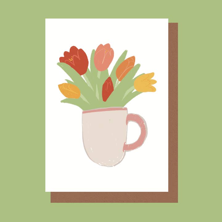 Tazza di tulipani - Mini biglietto di ringraziamento per la vendita all'ingrosso da parte di Josie Makes Stuff