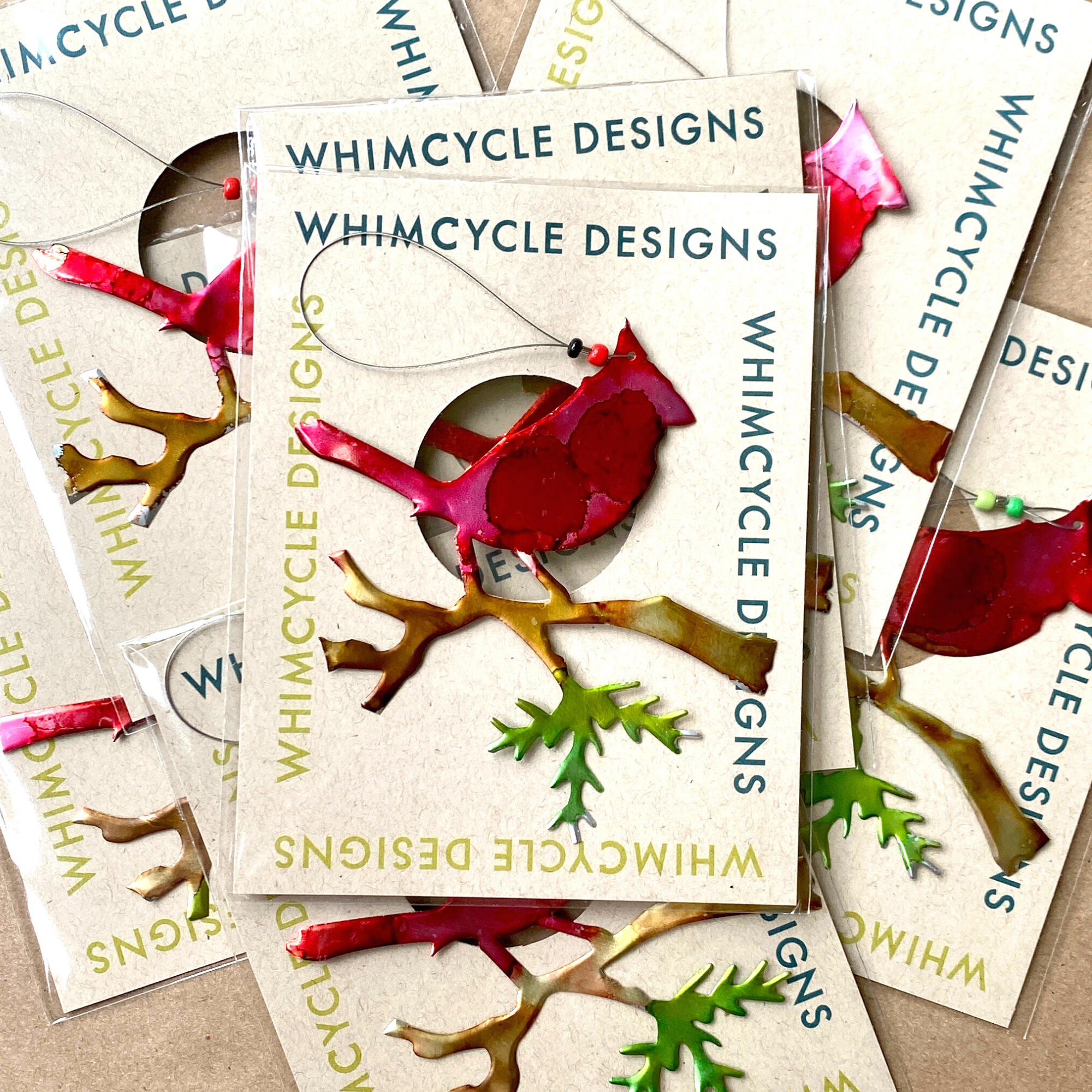 Seatree Studio – wholesale Ornament – Cardinal Ornament - Upcycled Aluminum Can2