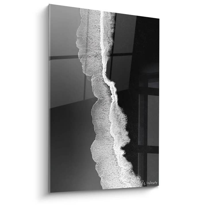 Oceanisk bølgetabel - Evig Kyst - Sort-hvid landskabsudgave for engroshandel hos Walensky