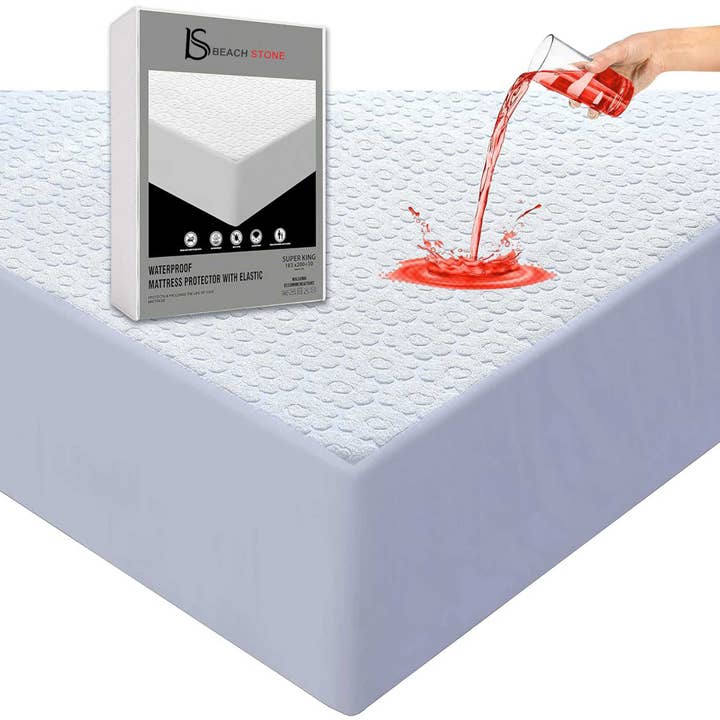 Beach Stone – wholesale Mattress pad/protector – Waterproof king mattress protector - Extra Deep Fitted Terry Towel Bed Sheet Mattress Topper Cover - Machine Washable, Breathable3