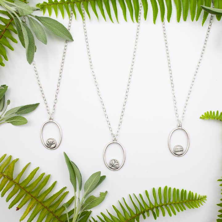 joeyfivecents - Wholesale Pendant/Charm Necklace - Modern minimalist necklace- vintage b&w botanicals, nature