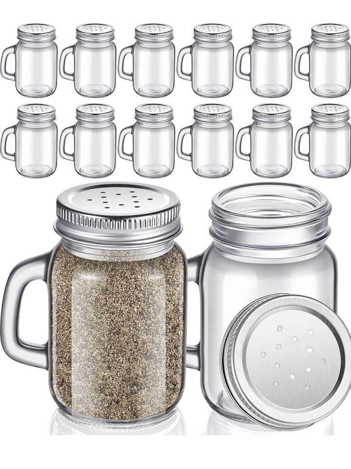 Glass Salt & Pepper Shakers – Mini Mason Jar Style for wholesale by Care2glow