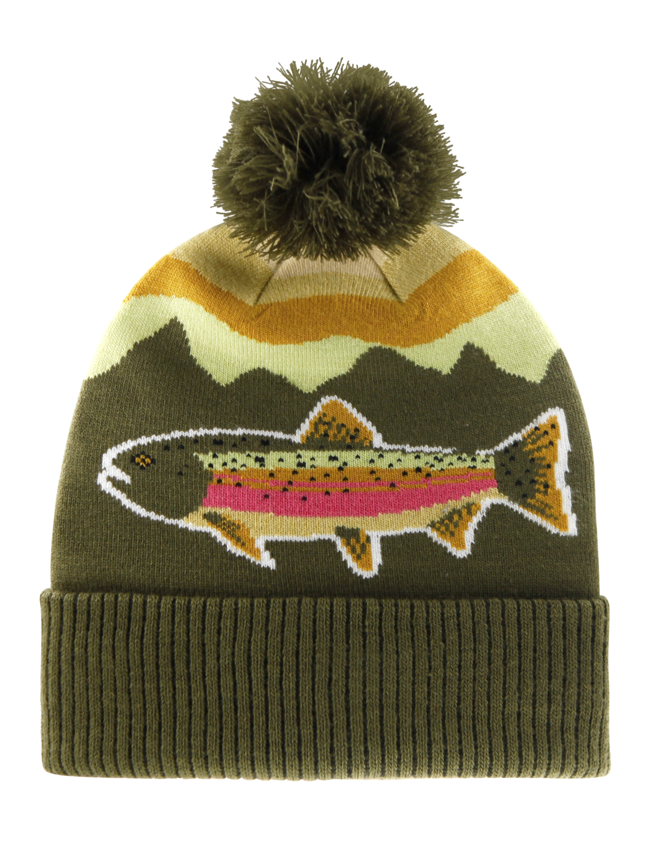 Northern Icons Creations INC – wholesale Beanie – Unisex – Rainbow Trout Knit Beanie Hat with Pom | Outdoor Fishing Mountain Winter Ribbed Cuffed Cap2